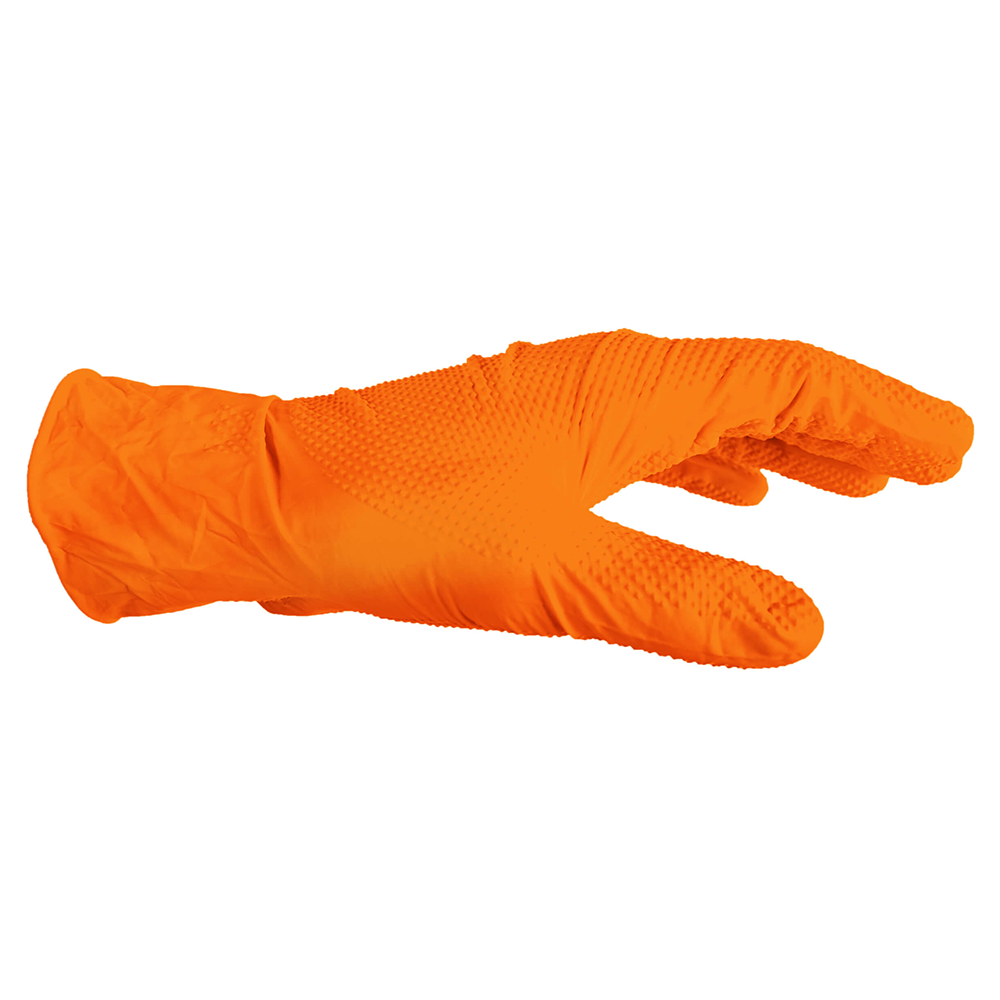 Extra Large Nitrile 8 mil Thick Powder-Free Gloves, Orange (100